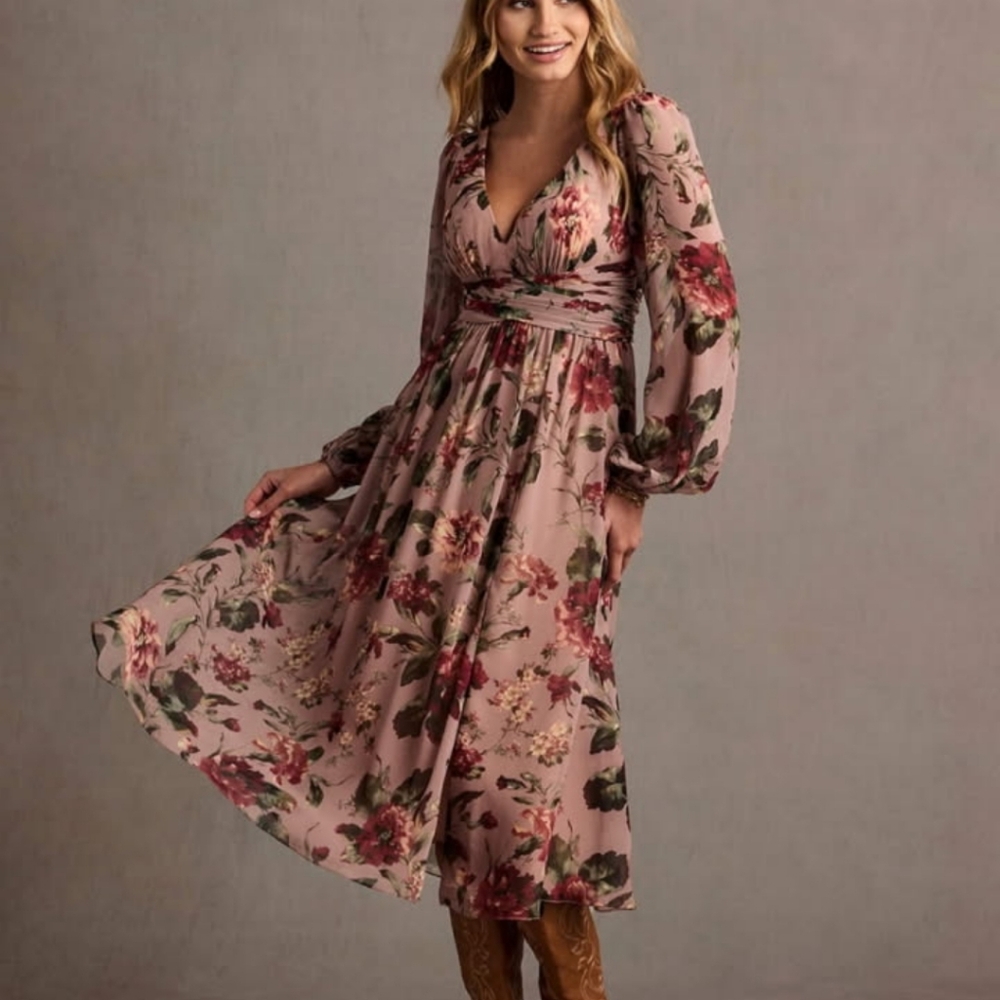 Azazie Floral Midi Dress